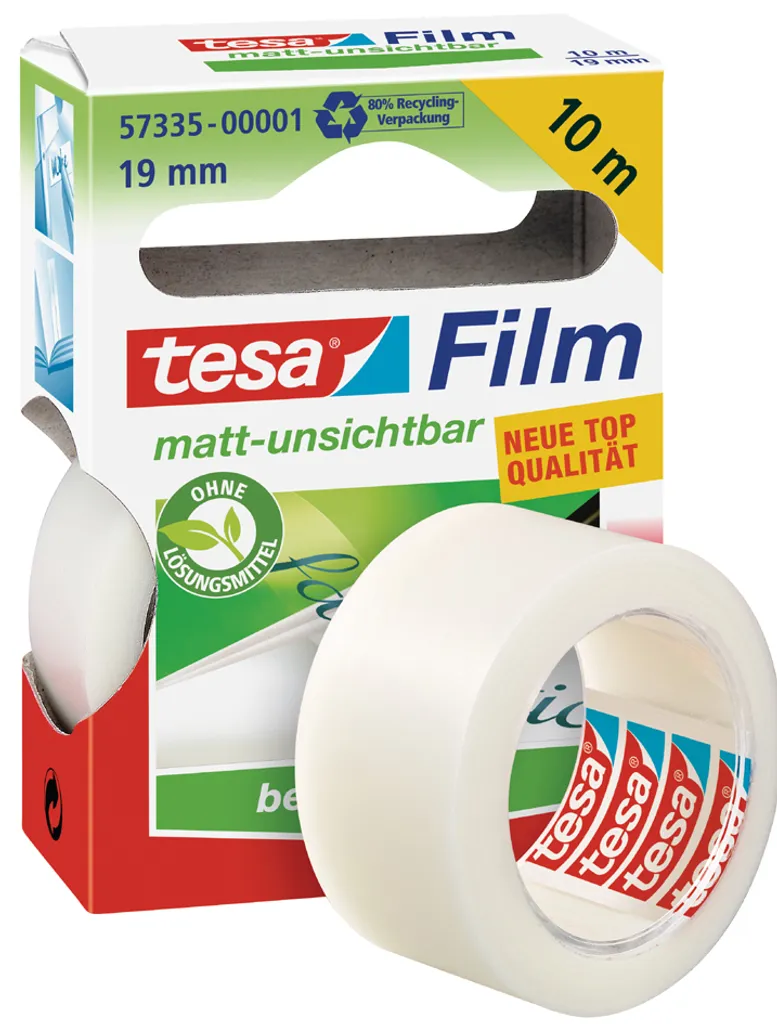 tesa Film matt unsichtbar 19 mm x 10 m beschriftbar